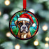 Boxer in Santa Hat Suncatcher Decoration